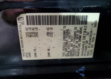 2018 Nissan Maxima 3.5S z USA, uszkodzony, nr VIN 1N4AA6APXJC387842